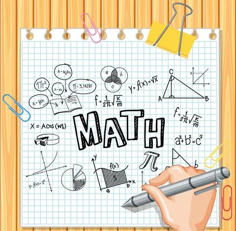 Hand writing math formula on wood board Stock Illustration
