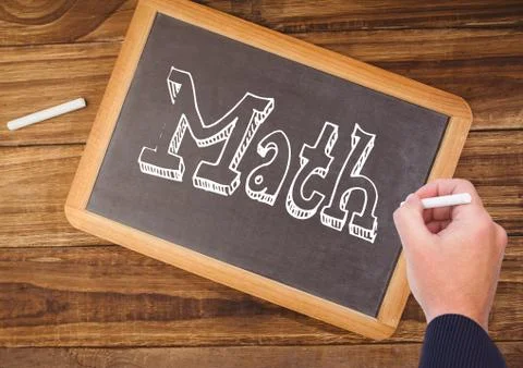 Hand writing Math text on blackboard Stock Photos