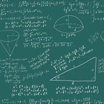 Hand writing mathematical formulas on seamless blackboard Stock Illustration