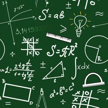 Hand writing mathematics formula on seamless blackboard Stock Illustration