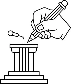 A hand is writing on a microphone Ilustración de archivo