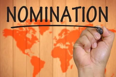 Hand writing nomination Foto stock