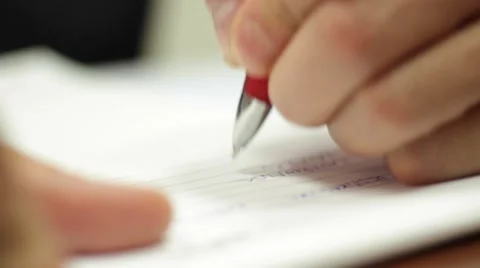 Hand writing note pen paper Stock Footage 47176374