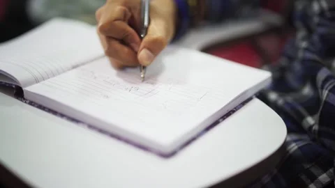 Hand Writing in Notebook at Campus Stock Footage 345551350