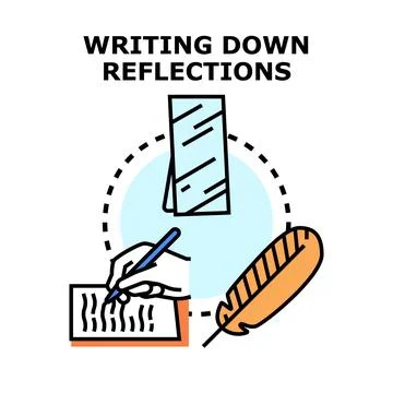 Hand writing notes, reflecting on thoughts and ideas Stock Illustration