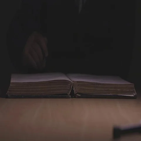 Hand writing in old book Stock Footage 69303686