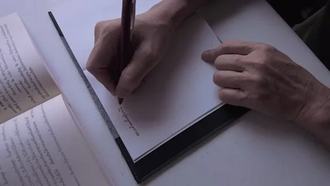 Hand Writing on Paper – Pen on White Sheet Stock Footage 309434696