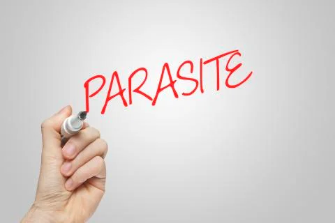 Hand writing parasite 스톡 사진