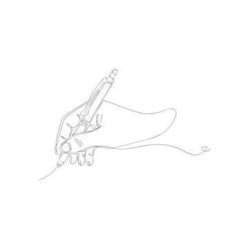Hand writing with a pen, drawn in a continuous single line. Minimalist vect.. Illustrazione stock