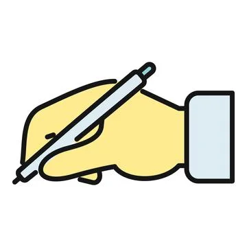 Hand writing with pen signing document contract Illustration