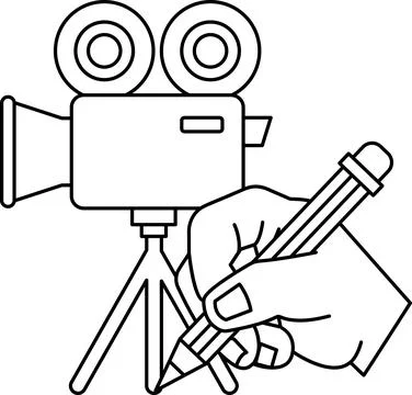 A hand is writing with a pencil on a camera Stock Illustration