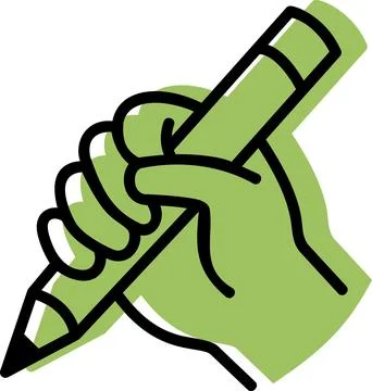 Hand writing with pencil flat icon Stock Illustration
