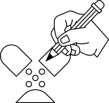 A hand is writing with a pencil on a white background Stock Illustration