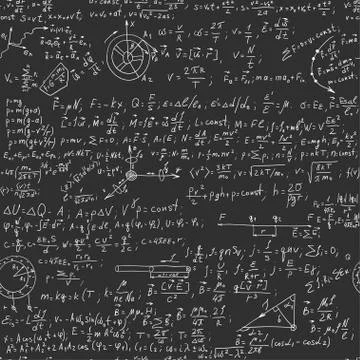 Hand writing physical formulas on seamless blackboard Stock Illustration