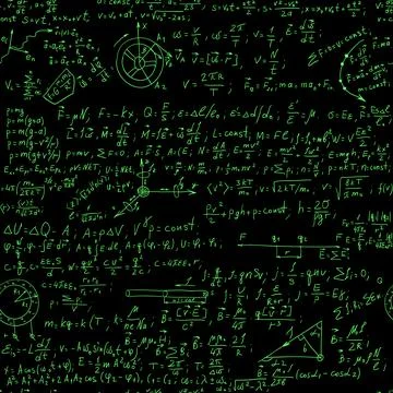 Hand writing physics formula on seamless blackboard vector illustration Illustrazione stock