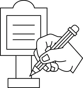 A hand is writing on a piece of paper Stock Illustration