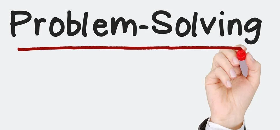 Hand writing problem Solving with marker, business concept background Stock Photos