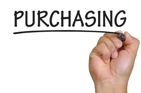 Hand writing purchasing Foto stock