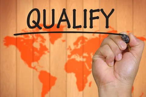 Hand writing qualify Stock Photos