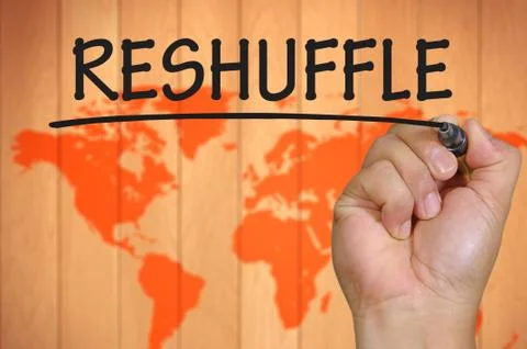 Hand writing reshuffle Foto stock