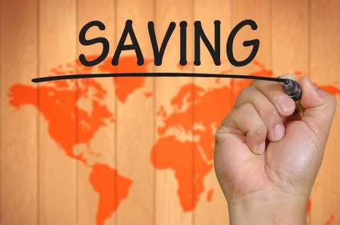 Hand writing saving Foto stock