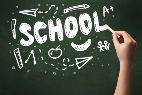 Hand writing on school blackoard Stock Illustration