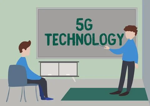 Hand writing sign 5G Technology. Conceptual photo highspeed mobile Internet, new Stock Illustration