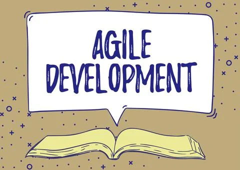 Hand writing sign Agile Development. Word Written on alliance between Illustrazione stock