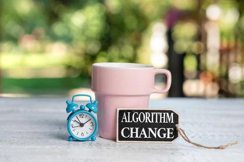 Hand writing sign Algorithm Change. Concept meaning change in procedure designed Stock Photos