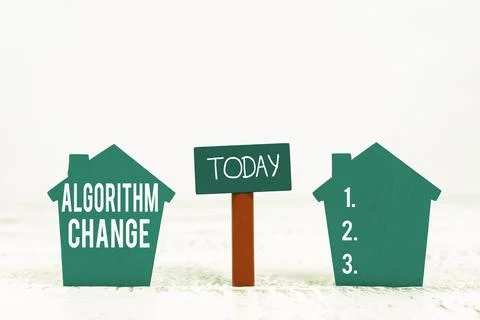 Hand writing sign Algorithm Change. Business overview change in procedure Stock Photos