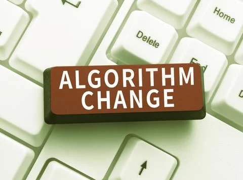 Hand writing sign Algorithm Change. Business concept managed investment of Stock Photos