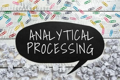 Hand writing sign Analytical Processing. Business idea easily View Write Reports Stock Photos