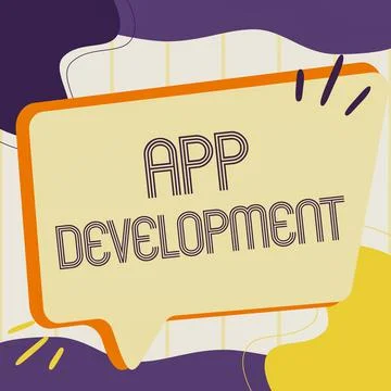 Hand writing sign App Development. Word for Development services for awesome Stock Illustration