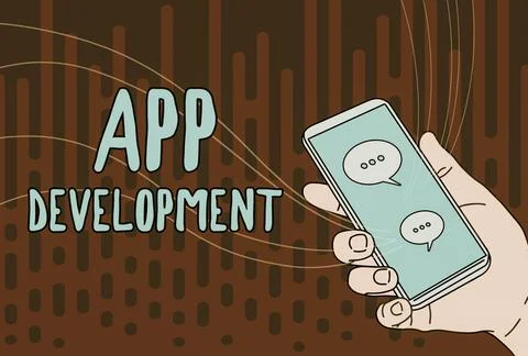 Hand writing sign App Development. Business approach Development services for Stock Illustration