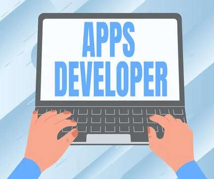 Hand writing sign Apps Developer. Business idea Graphic artist Software Illustrazione stock