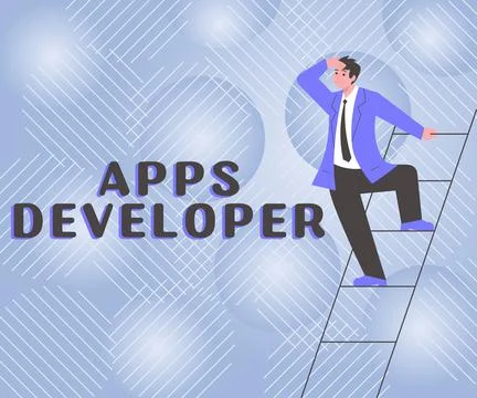 Hand writing sign Apps Developer. Word Written on Graphic artist Software Stock Illustration