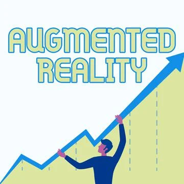Hand writing sign Augmented Reality. Business approach interactive experience of Stock Illustration