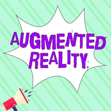 Hand writing sign Augmented Reality. Word Written on technology that imposes Ilustração Stock