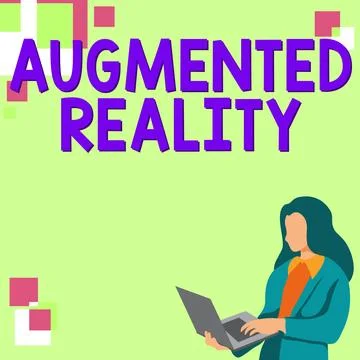 Hand writing sign Augmented Reality. Business concept technology that imposes Stock Illustration