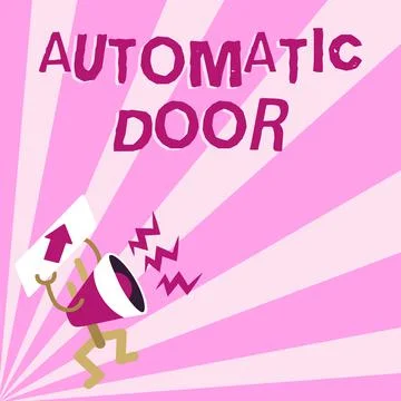 Hand writing sign Automatic Door. Concept meaning opens automatically when Stock Illustration