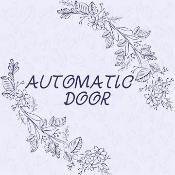 Hand writing sign Automatic Door. Internet Concept opens automatically when Stock Illustration