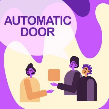 Hand writing sign Automatic Door. Business concept opens automatically when Stock Illustration