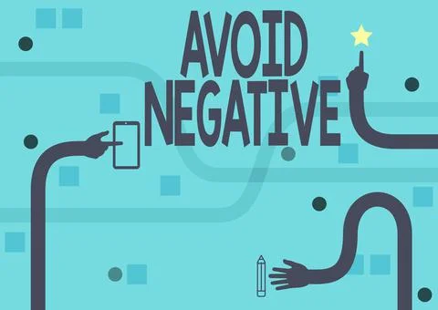 Hand writing sign Avoid Negative. Business approach Staying away from イラスト素材
