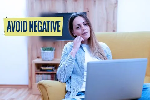 Hand writing sign Avoid Negative. Business concept Staying away from pessimistic 스톡 사진