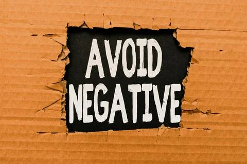 Hand writing sign Avoid Negative. Business approach Staying away from 스톡 사진