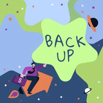 Hand writing sign Backup. Word Written on process that protects important Stock Illustration