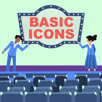 Hand writing sign Basic Icons. Business approach pictogram or ideogram displayed Stock Illustration