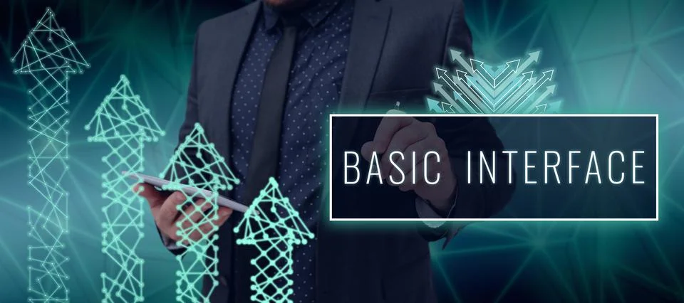 Hand writing sign Basic Interface. Business approach boundary across which two 库存照片