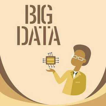 Hand writing sign Big Data. Business overview sets that so complex that 스톡 일러스트