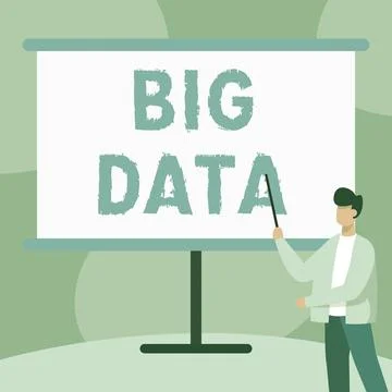 Hand writing sign Big Data. Business approach sets that so complex that 스톡 일러스트